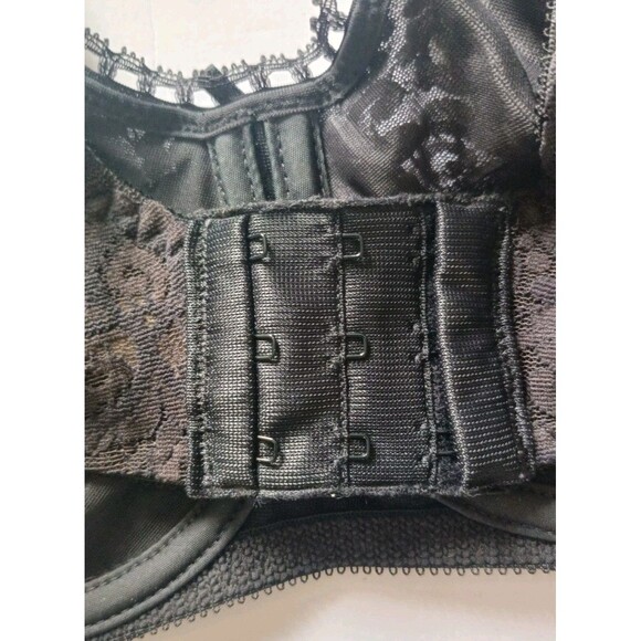 Bali Minimizer Bra Size 34D Black Floral Lace Unlined Balconett Underwire - Picture 5 of 6
